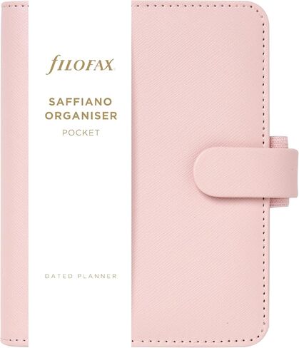 منظم Filofax Saffiano، حجم الجيب، أحمر الخدود - محبب متقاطع، مظهر جلدي، ست حلقات، مذكرات تقويم أسبوع العرض، متعدد اللغات، 2024 (C022697-24) in Saudi Arabia