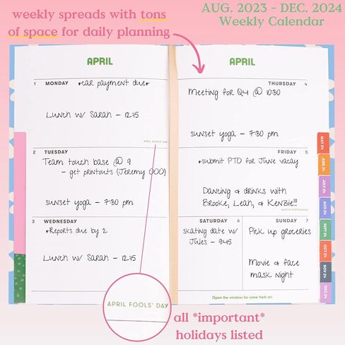 ban.do Daily Planner 2023-2024, Classic Weekly Planner Dated August 2023 - December 2024, Self Care Journal, Hardcover Planner with Monthly Calendar, Stickers, & Pockets, Be Nice to Yourself in Saudi Arabia