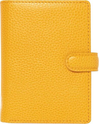 Filofax Finsbury Organizer, Mini Size, Mustard - Traditional Grained Leather, Five Rings, Week-to-View Calendar Diary, Multilingual, 2024 (C022618-24) in Saudi Arabia
