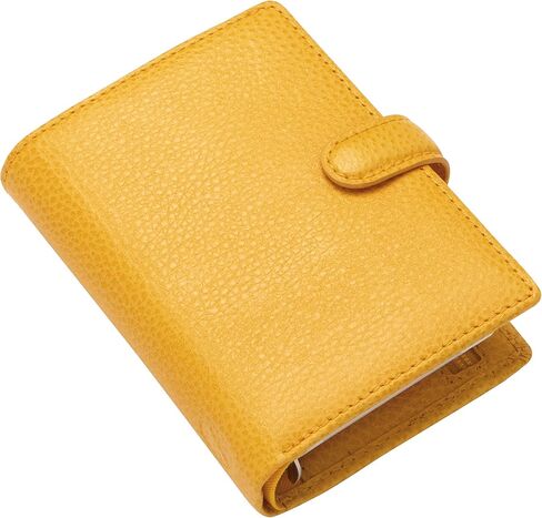 Filofax Finsbury Organizer, Mini Size, Mustard - Traditional Grained Leather, Five Rings, Week-to-View Calendar Diary, Multilingual, 2024 (C022618-24) in Saudi Arabia