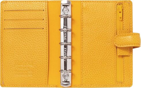 Filofax Finsbury Organizer, Mini Size, Mustard - Traditional Grained Leather, Five Rings, Week-to-View Calendar Diary, Multilingual, 2024 (C022618-24) in Saudi Arabia