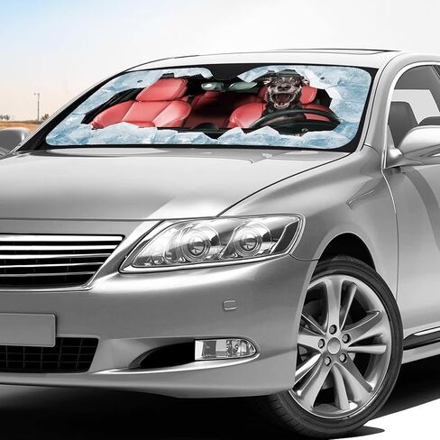 مضحك الكلب الأسرة سيارة مظلة الزجاج الأمامي، درع الشمس الأشعة فوق البنفسجية حماية طوي الشمس قناع لكتل ​​النافذة الأمامية اكسسوارات السيارات الداخلية in Saudi Arabia