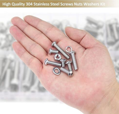 148 Pieces M6 x 8/10 /12/16 /20/25 /30mm Button Head Socket Cap Screws Nuts Washers Assortment Kit, 304 Stainless Steel, Fully Machine Thread in Saudi Arabia