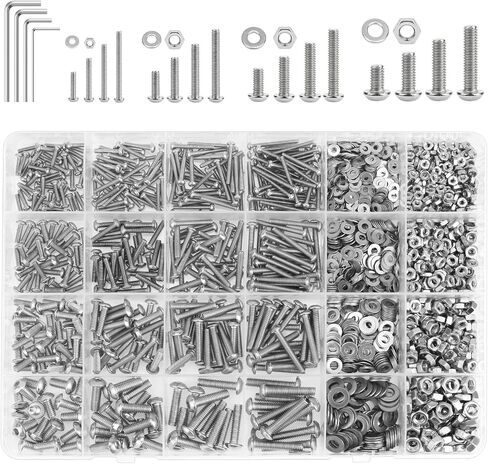 148 Pieces M6 x 8/10 /12/16 /20/25 /30mm Button Head Socket Cap Screws Nuts Washers Assortment Kit, 304 Stainless Steel, Fully Machine Thread in Saudi Arabia