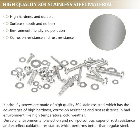 148 Pieces M6 x 8/10 /12/16 /20/25 /30mm Button Head Socket Cap Screws Nuts Washers Assortment Kit, 304 Stainless Steel, Fully Machine Thread in Saudi Arabia