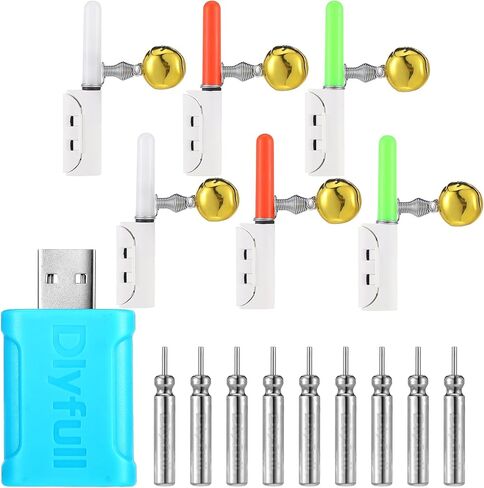 Glooglitter 6 Pcs Fishing Glow Sticks LED Fishing Pole Light Night Fish Alert Glow Stick with 8 Pcs Rechargeable CR425 Battery and Battery Charger in Kuwait