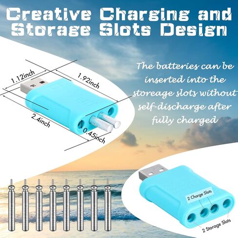 Glooglitter 6 Pcs Fishing Glow Sticks LED Fishing Pole Light Night Fish Alert Glow Stick with 8 Pcs Rechargeable CR425 Battery and Battery Charger in Kuwait