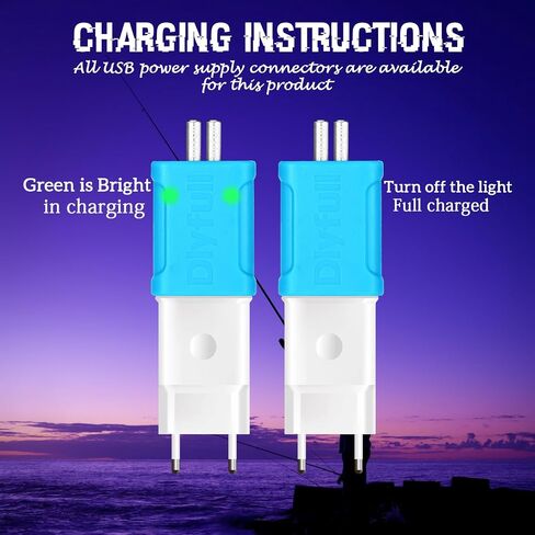 Glooglitter 6 Pcs Fishing Glow Sticks LED Fishing Pole Light Night Fish Alert Glow Stick with 8 Pcs Rechargeable CR425 Battery and Battery Charger in Kuwait