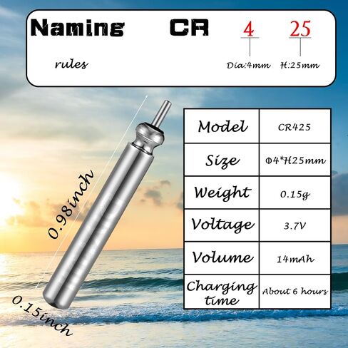 Glooglitter 6 Pcs Fishing Glow Sticks LED Fishing Pole Light Night Fish Alert Glow Stick with 8 Pcs Rechargeable CR425 Battery and Battery Charger in Kuwait