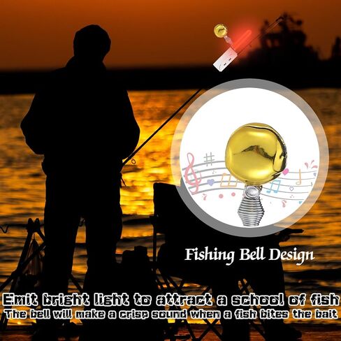 Glooglitter 6 Pcs Fishing Glow Sticks LED Fishing Pole Light Night Fish Alert Glow Stick with 8 Pcs Rechargeable CR425 Battery and Battery Charger in Kuwait