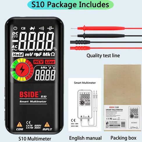 BSIDE Bside S10 مقياس متعدد رقمي مفيد نطاق تلقائي EBTN LCD 9999 عدد اختبار الجهد الكهربي السعة المقاومة التردد درجة الحرارة الاستمرارية الصمام الثنائي دورة العمل فحص مباشر الفولتميتر مع مصباح يدوي in Kuwait