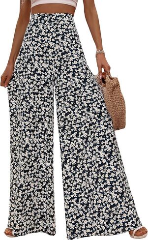 Floerns Women's Floral Print High Waist Loose Fit Wide Leg Loose Fit Pants in Saudi Arabia