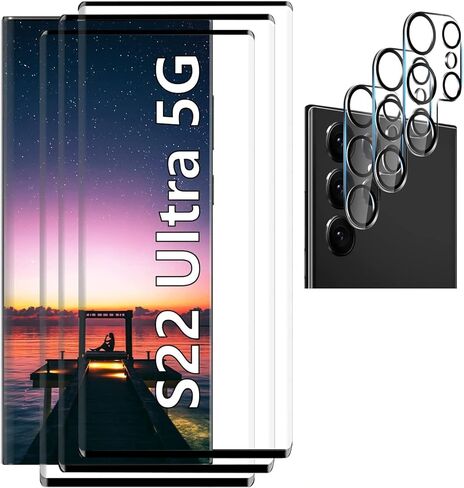 تم تحديث [3+3 عبوات] واقي شاشة Galaxy S22 Ultra بتغطية كاملة، زجاج مقسى بصلابة 9H، فتح بصمة الإصبع، منحني ثلاثي الأبعاد، وضوح عالي الدقة، مضاد للخدش لهاتف Samsung S22 Ultra in Kuwait