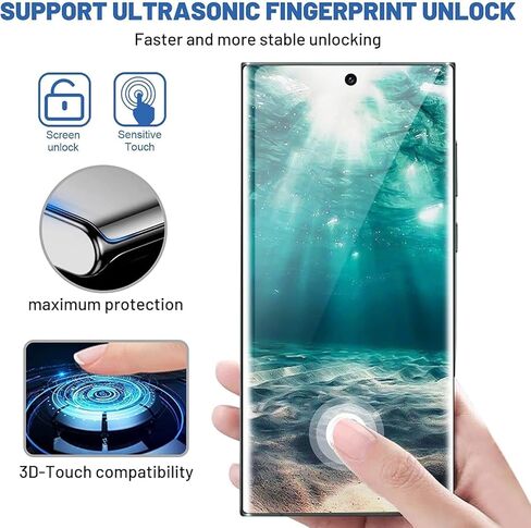 تم تحديث [3+3 عبوات] واقي شاشة Galaxy S22 Ultra بتغطية كاملة، زجاج مقسى بصلابة 9H، فتح بصمة الإصبع، منحني ثلاثي الأبعاد، وضوح عالي الدقة، مضاد للخدش لهاتف Samsung S22 Ultra in Kuwait
