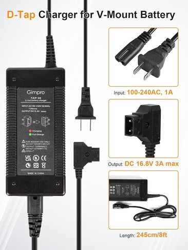 شاحن بطارية V-Mount D-tap، Moman Gimpro D-tap Charger DC 16.8V 3A max مخرج شحن سريع مع HVR-S270C PMW-EX330K PMW-EX330L، شاحن-V-Mount-Battery-Moman in Kuwait