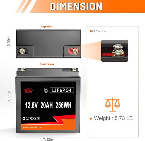Deep Cycle LiFePO4 Battery 12V 20Ah LiFePO4 Lithium Iron Phosphate Battery Built-in BMS, Rechargeable Battery with 3000+ Life Cycles &10-Year Lifetime Perfect for RV Solar Golf Cart Boat in Saudi Arabia