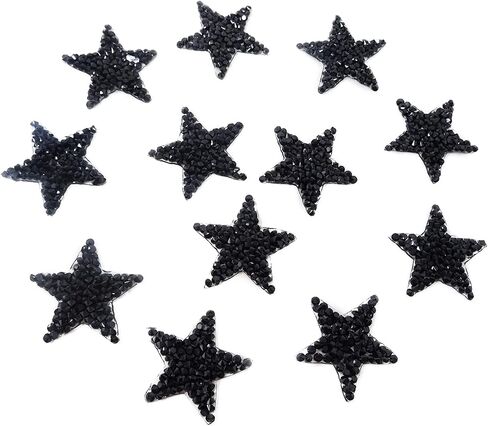 Honbay 12PCS Star Shape Rhinestone Patches Hot-Melt Adhesives Appliques Clothing Repair Decoration Patches for DIY Accessory (Black) in Saudi Arabia