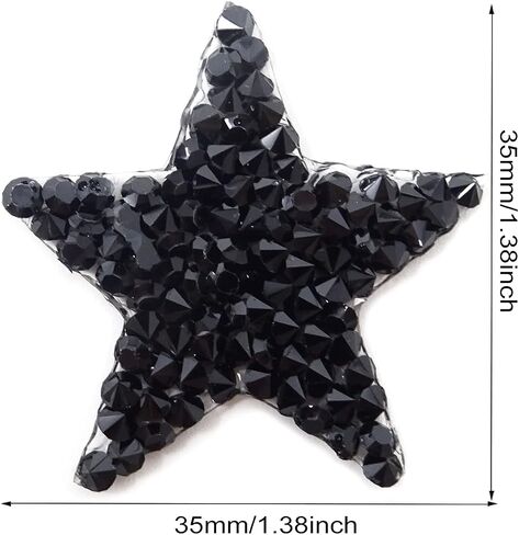 Honbay 12PCS Star Shape Rhinestone Patches Hot-Melt Adhesives Appliques Clothing Repair Decoration Patches for DIY Accessory (Black) in Saudi Arabia