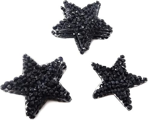 Honbay 12PCS Star Shape Rhinestone Patches Hot-Melt Adhesives Appliques Clothing Repair Decoration Patches for DIY Accessory (Black) in Saudi Arabia