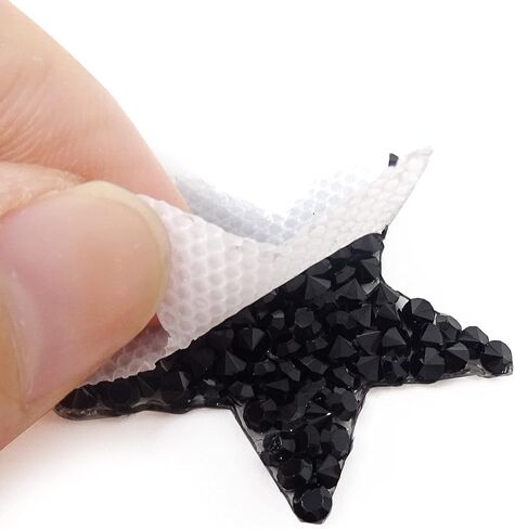 Honbay 12PCS Star Shape Rhinestone Patches Hot-Melt Adhesives Appliques Clothing Repair Decoration Patches for DIY Accessory (Black) in Saudi Arabia