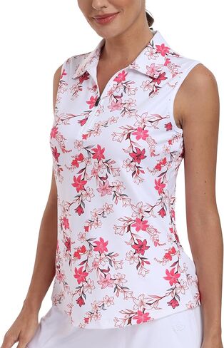 MoFiz Womens Sleeveless Polo Shirts Zip up Golf Shirts Athletic Tennis Tank Tops in Saudi Arabia
