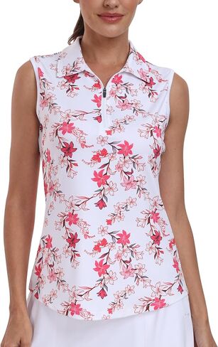 MoFiz Womens Sleeveless Polo Shirts Zip up Golf Shirts Athletic Tennis Tank Tops in Saudi Arabia
