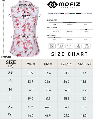 MoFiz Womens Sleeveless Polo Shirts Zip up Golf Shirts Athletic Tennis Tank Tops in Saudi Arabia