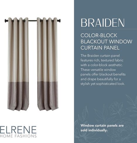 ستارة نافذة معتمة من Elrene Home Fashions Braiden، لوحة واحدة، 52 بوصة × 95 بوصة (لوحة واحدة)، كتان in Saudi Arabia