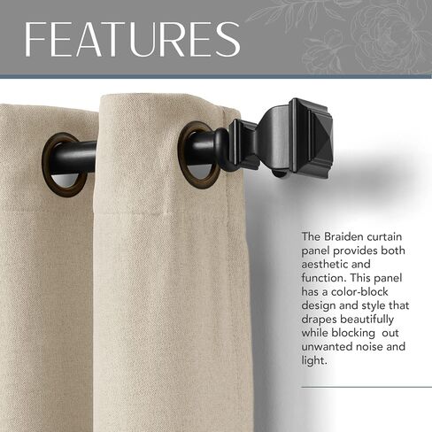 ستارة نافذة معتمة من Elrene Home Fashions Braiden، لوحة واحدة، 52 بوصة × 95 بوصة (لوحة واحدة)، كتان in Saudi Arabia