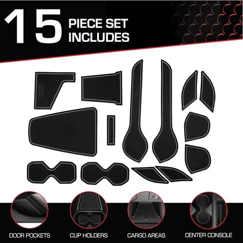 CupHolderHero fits Nissan Leaf Accessories 2018-2023 - Premium Custom Interior Non-Slip Anti Dust Cup Holder Inserts, Center Console Liner Mats, Door Pocket Liners 15pc Set (Gray Trim) in Kuwait