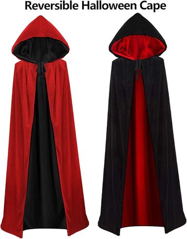 Hooded Cloak Long Reversible Velvet Robe Cape for Christmas Halloween Cosplay Costumes in Saudi Arabia