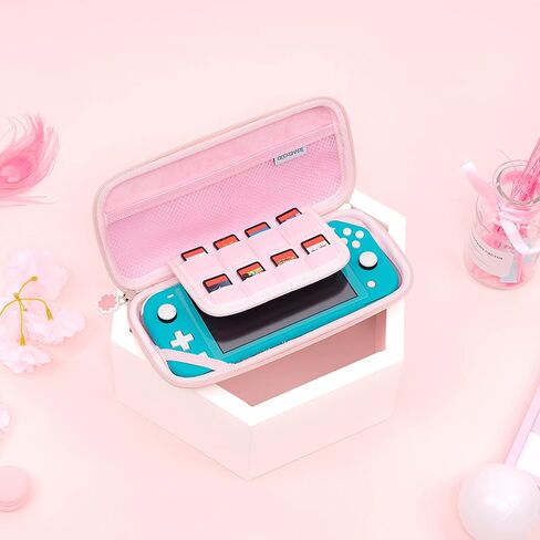 Geekshare Sakura Pink Carry Case Compatible with Nintendo Switch Lite – Ultra Slim Portable Hard Shell Travel Case for Switch Lite & Accessories – 8 Game Cards with a Removable Wrist Strap in Saudi Arabia