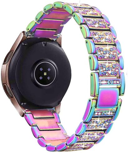 أحزمة متوافقة مع ساعة Samsung Galaxy Watch 4 الكلاسيكية مقاس 46 مم، سوار معدني من الألماس وحجر الراين اللامع مع غطاء حلقة إطارية للساعة وإكسسوارات بديلة للنساء والرجال. in Kuwait