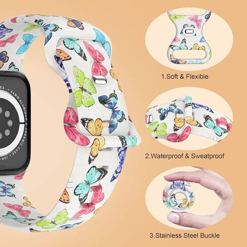 متوافق مع سوار ساعة Apple للأطفال مقاس 38 مم 40 مم 41 مم للأولاد والبنات، حزام مطبوع لطيف على الوجهين متوافق مع iWatch Series 9/Ultra/8/7/6/5/4/3/2/1/SE in Kuwait