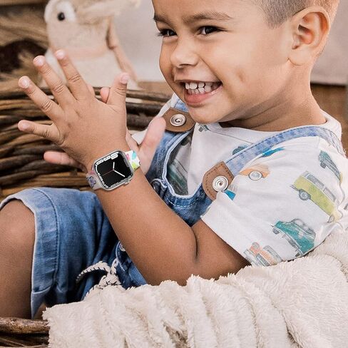 متوافق مع سوار ساعة Apple للأطفال مقاس 38 مم 40 مم 41 مم للأولاد والبنات، حزام مطبوع لطيف على الوجهين متوافق مع iWatch Series 9/Ultra/8/7/6/5/4/3/2/1/SE in Kuwait