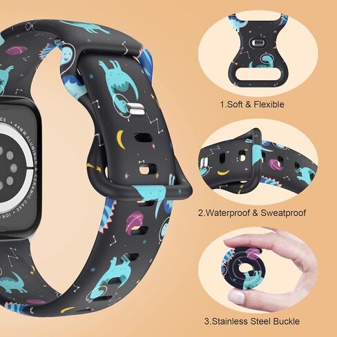 Compatible with Kids Apple Watch Band 38mm 40mm 41mm for Boys Girls, Cute Double-Sided Pattern Printed Strap Compatible with iWatch Series 9/Ultra/8/7/6/5/4/3/2/1/SE in Saudi Arabia