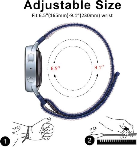 2 حزمة من أربطة النايلون لـ Amazfit GTS، GTS2، GTS 2e، GTS 2 mini، 20 مم سريعة الفك وقابلة للتنفس، حزام ساعة بديل رياضي ناعم وجيد التهوية لـ Amazfit Bip U Pro/Bip/Bip Lite/Bip S/Bip S lite/Bip U (أسود+كاب) أزرق) in Kuwait