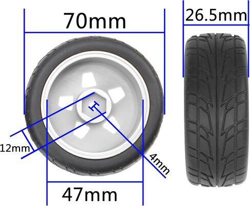 ShareGoo Nylon Wheel Rims with Rubber Tire RC 12mm Hex Compatible with HSP Tamiya Kyosho RedCat Sakura WLtoys 1/10 RC On-Road Racing Touring Car (Black) in Saudi Arabia