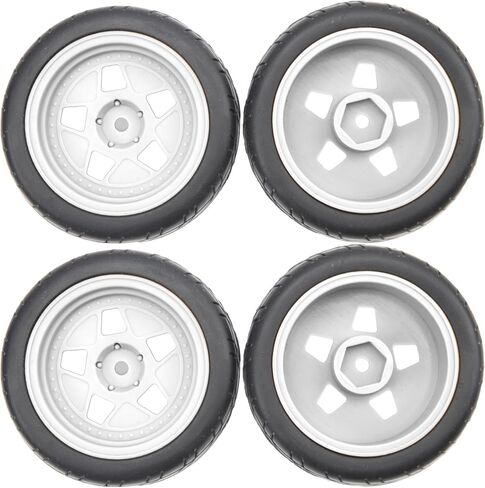 ShareGoo Nylon Wheel Rims with Rubber Tire RC 12mm Hex Compatible with HSP Tamiya Kyosho RedCat Sakura WLtoys 1/10 RC On-Road Racing Touring Car (Black) in Saudi Arabia