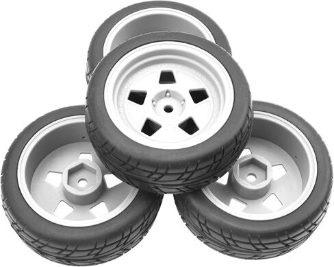 ShareGoo Nylon Wheel Rims with Rubber Tire RC 12mm Hex Compatible with HSP Tamiya Kyosho RedCat Sakura WLtoys 1/10 RC On-Road Racing Touring Car (Black) in Saudi Arabia