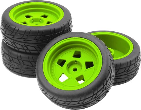ShareGoo Nylon Wheel Rims with Rubber Tire RC 12mm Hex Compatible with HSP Tamiya Kyosho RedCat Sakura WLtoys 1/10 RC On-Road Racing Touring Car (Black) in Saudi Arabia