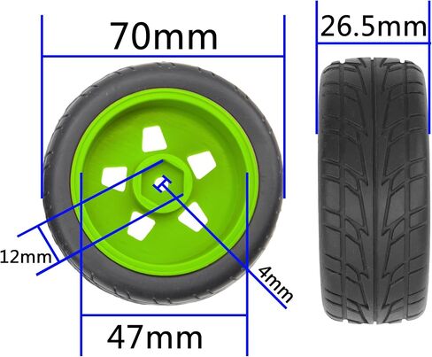 ShareGoo Nylon Wheel Rims with Rubber Tire RC 12mm Hex Compatible with HSP Tamiya Kyosho RedCat Sakura WLtoys 1/10 RC On-Road Racing Touring Car (Black) in Saudi Arabia