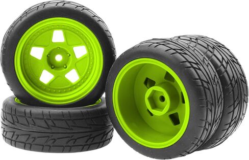 ShareGoo Nylon Wheel Rims with Rubber Tire RC 12mm Hex Compatible with HSP Tamiya Kyosho RedCat Sakura WLtoys 1/10 RC On-Road Racing Touring Car (Black) in Saudi Arabia