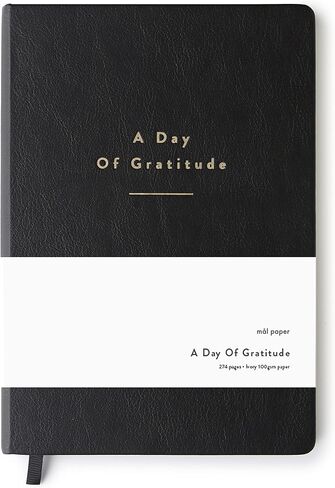 Mål Paper Daily Gratitude Journal - غلاف مقوى من جلد البولي يوريثان الأسود | دفتر يومي غير مؤرخ لمدة 6 أشهر | التأكيدات والاقتباسات والنوايا والتأمل ليلا ونهارا | لمسة نهائية يدوية، هدية فريدة للرجال والنساء in Kuwait