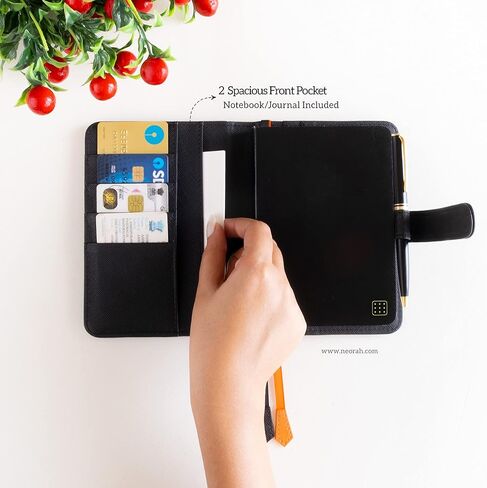 — حافظة منظم دفتر يوميات السفر مقاس A5 مع مشبك + دفتر يومية - [تتضمن DOTGRID JOURNAL ] - حامل مخطط دفاتر الملاحظات للمكتب - جلد نباتي | أدخل أي غطاء ناعم واستبدله متى in Kuwait
