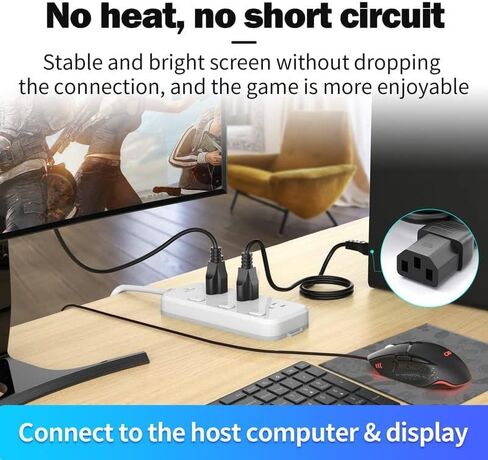 كابل سلك طاقة CYD 3 Prong 4FT PC متوافق مع Dell وSamsung وLG وSony وBenQ وAcer وAsus وViewSonic وCompaq سلك طاقة شاشة الكمبيوتر (NEMA 5-15P إلى IEC60320 C13)، 3 عبوات in Kuwait