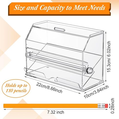 Pinkunn 2 Pcs Pencil Dispenser Bulk Pencil Storage and Dispensing Clear Acrylic Pencil Dispenser Holder Straw Dispenser Classroom Pencil Holder for Teacher Student School in Saudi Arabia