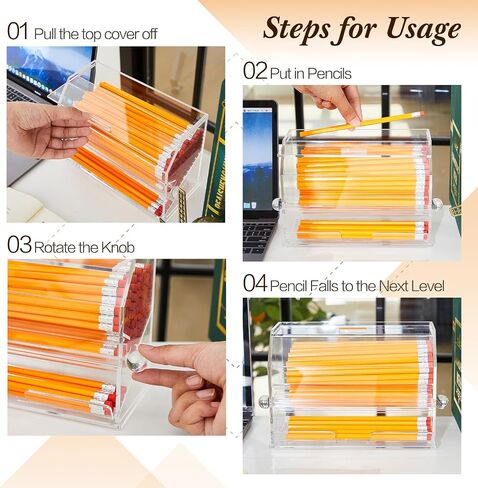 Pinkunn 2 Pcs Pencil Dispenser Bulk Pencil Storage and Dispensing Clear Acrylic Pencil Dispenser Holder Straw Dispenser Classroom Pencil Holder for Teacher Student School in Saudi Arabia