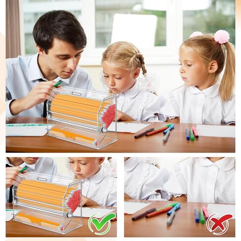 Pinkunn 2 Pcs Pencil Dispenser Bulk Pencil Storage and Dispensing Clear Acrylic Pencil Dispenser Holder Straw Dispenser Classroom Pencil Holder for Teacher Student School in Saudi Arabia