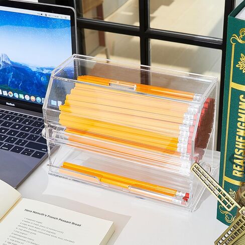 Pinkunn 2 Pcs Pencil Dispenser Bulk Pencil Storage and Dispensing Clear Acrylic Pencil Dispenser Holder Straw Dispenser Classroom Pencil Holder for Teacher Student School in Saudi Arabia